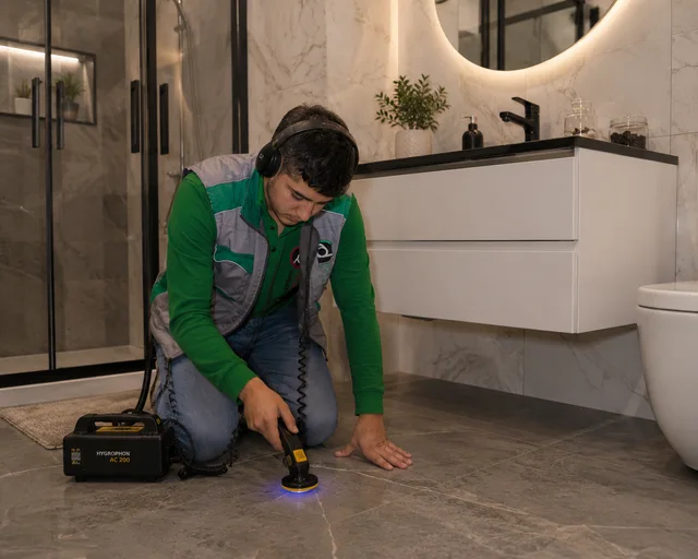 Banyo zemininde su kaçağı tespiti